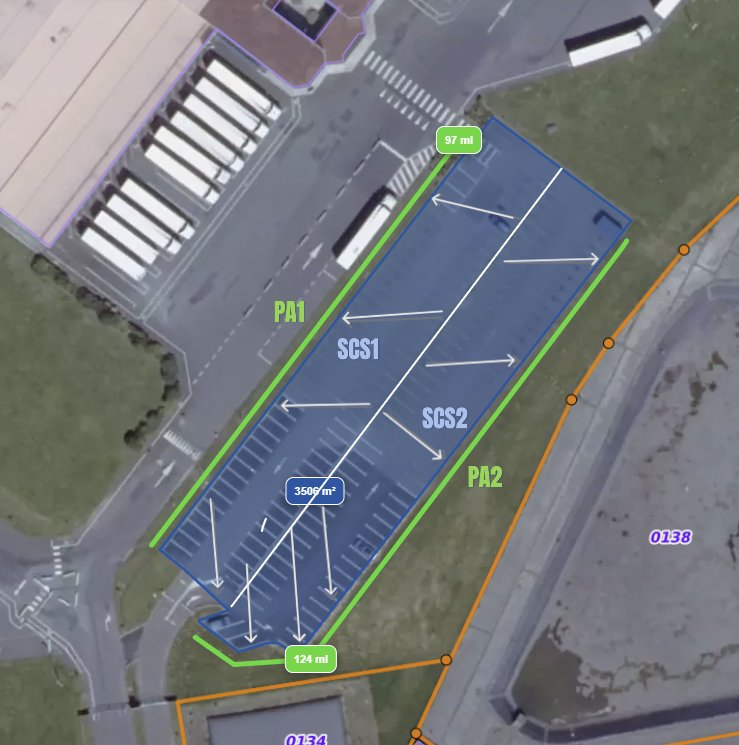 Proposition d'implantation des noues sur le parking de STEF Yffiniac